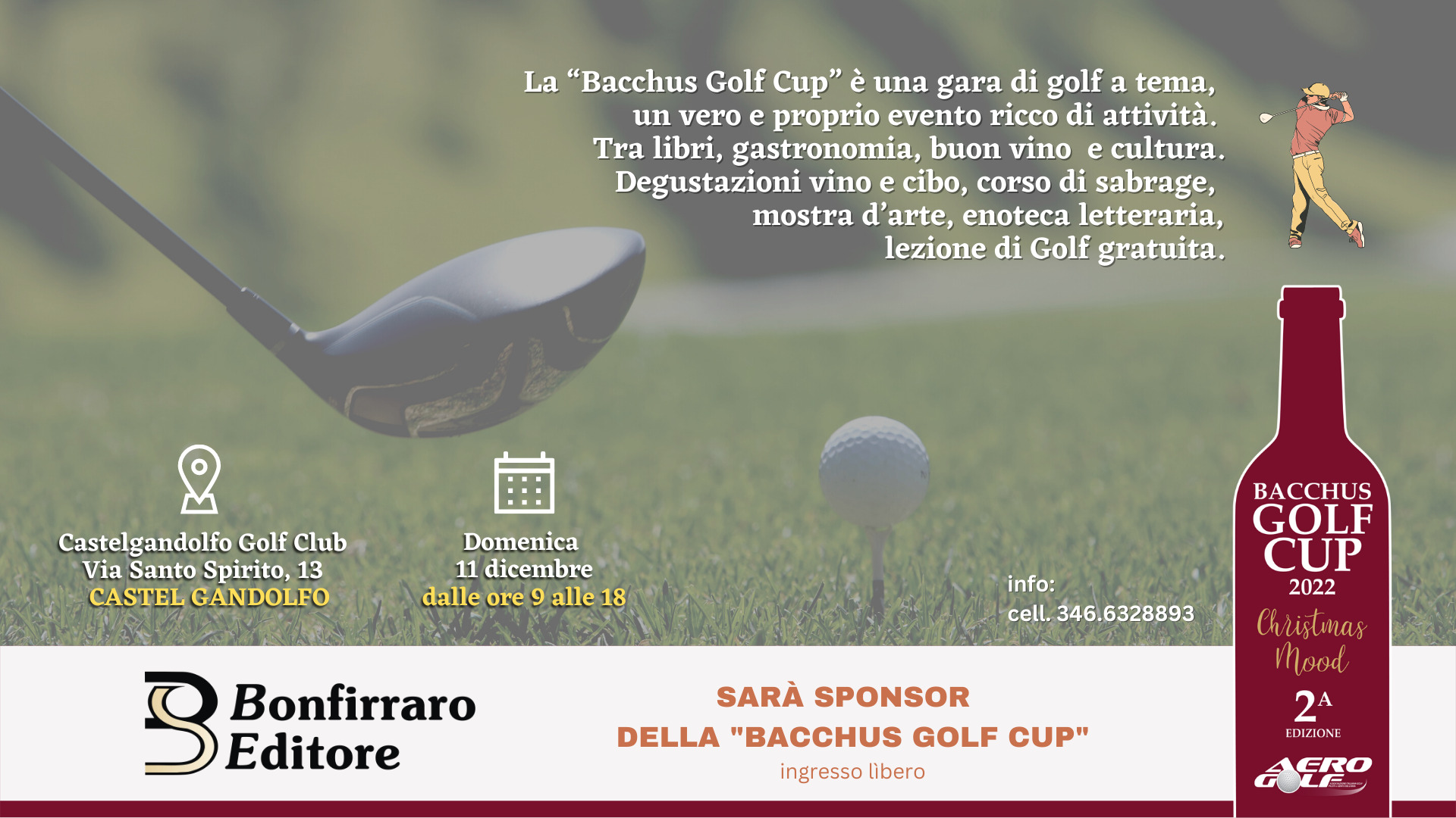 Un colpo tra i libri: Bonfirraro Editore è sponsor della Bacchus Golf Cup 2022